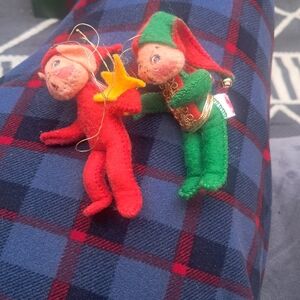 Annalee Red and Green Elf Figurines